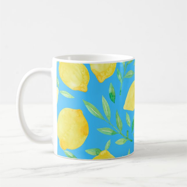 Mug Aquarelle Esquisse Citrons Conception transparente (Gauche)