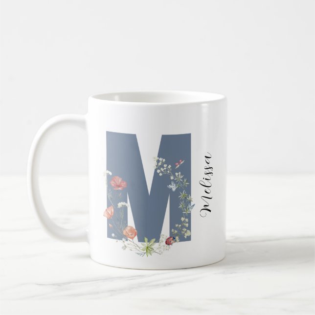 Mug Aquarelle esthétique Florale M Monogramme (Gauche)