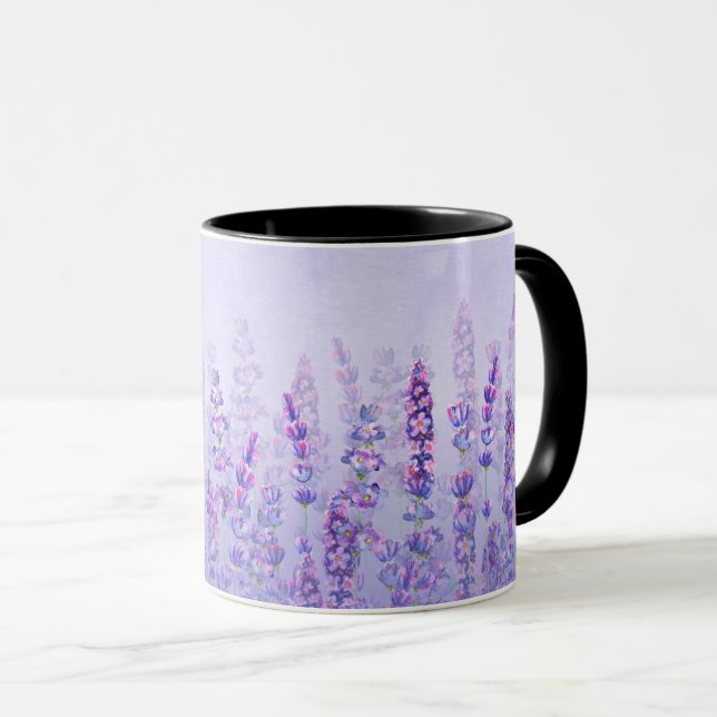 Mug Aquarelle esthétique mauve Lavande (Devant droit)