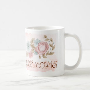Mug Aquarelle et crayon fleuri Accueil