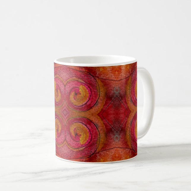 Mug Aquarelle Et Encre Joli Art Motif Abstrait (Devant droit)