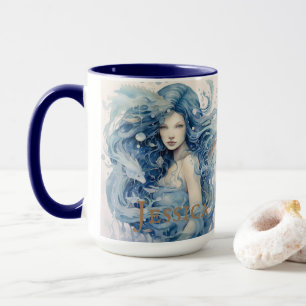 Mug Aquarelle Ethérée Imaginaire Sirène Bleue