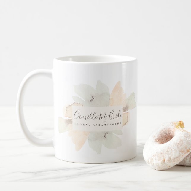 Mug Aquarelle féminine peinte à la main Motif floral (Avec donut)