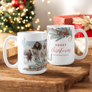 Mug Aquarelle Festive Rouge Vert photo Joyeux Noël