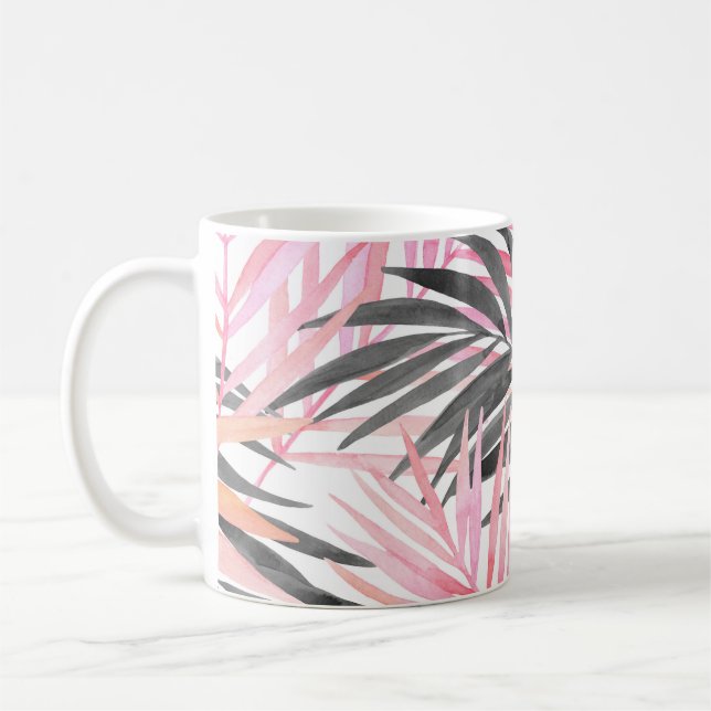 Mug Aquarelle Feuille rose tropicale (Gauche)