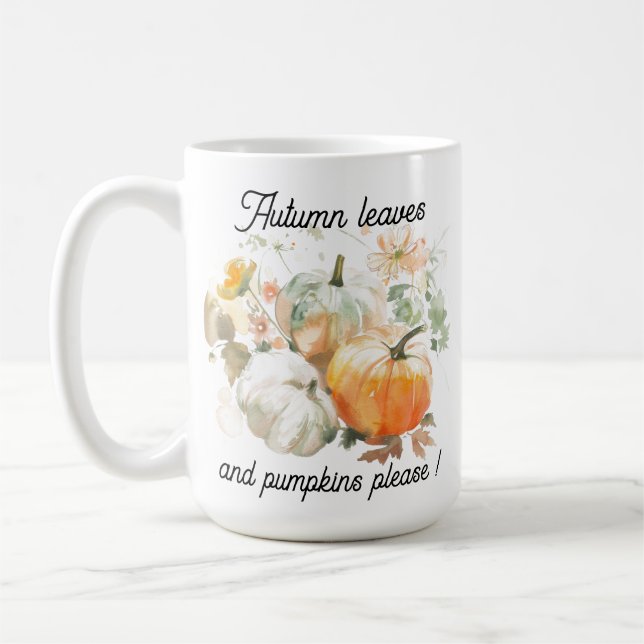 Mug Aquarelle Feuilles d'automne et citrouilles s'il v (Gauche)
