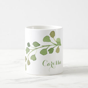 Mug Aquarelle Feuilles de café de feuillage