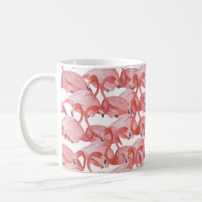 Mug Aquarelle Flamant rose : petit Motif sans couture (Gauche)