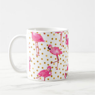 Mug Aquarelle flamants roses avec matelas à points dor
