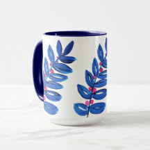 Aquarelle Fleur bleue Boho Moderne Simple