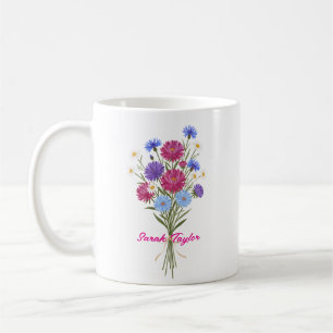Mug Aquarelle Fleur de Naissance Aster Personnalisé