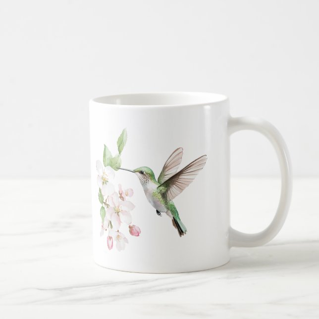 Mug Aquarelle Fleur de Printemps Colibri (Droite)