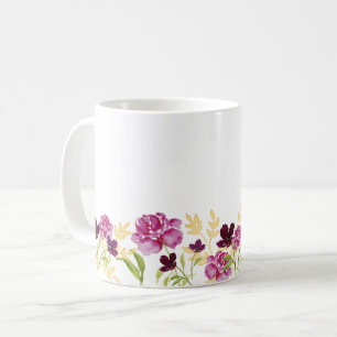 Mug Aquarelle fleur sauvage pivoine fleurie violet