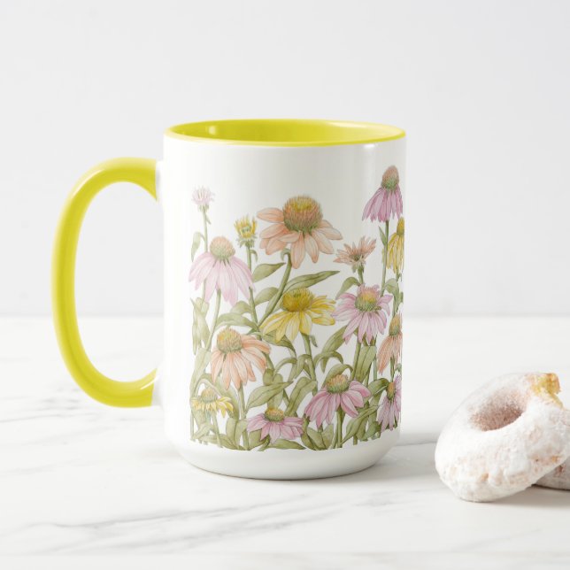 Mug Aquarelle fleurie d'art botanique (Avec donut)