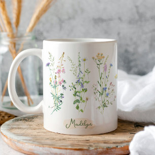 Mug Aquarelle fleurie Fleur sauvage personnalisée