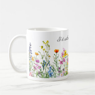 Mug Aquarelle Fleurs Bordure Je préfèrerais Jardiner