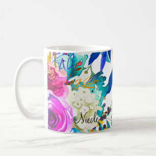 Mug Aquarelle Fleurs Couleur Éclaboussure Amusant Coul