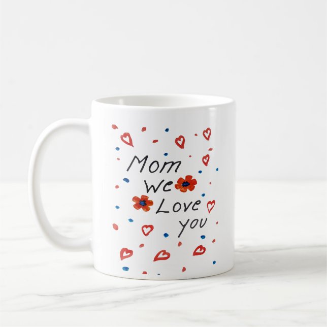 Mug aquarelle fleurs joyeux jour de mère manuscrite (Gauche)