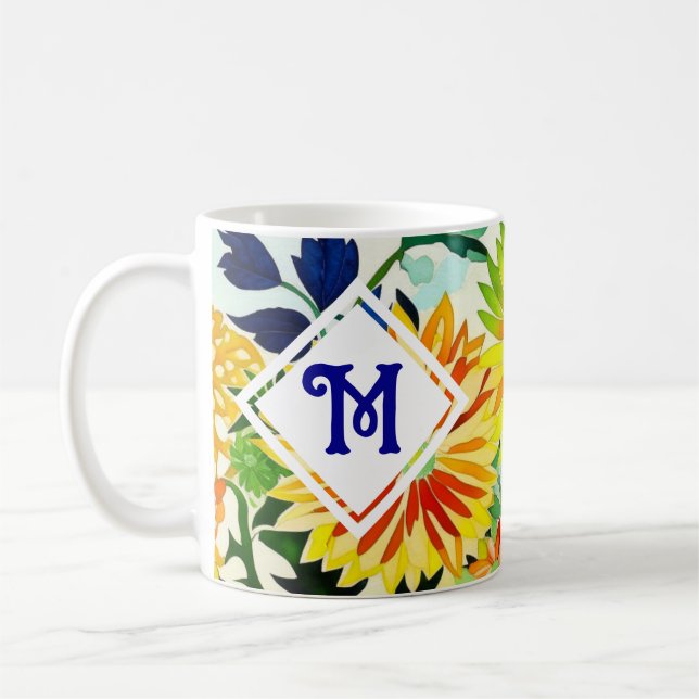 Mug Aquarelle Fleurs Monogrammes (Gauche)