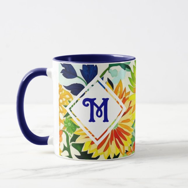 Mug Aquarelle Fleurs Monogrammes (Gauche)