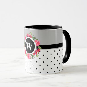 Mug Aquarelle Fleurs rouges et roses Cercle de couronn