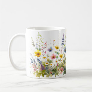 Mug Aquarelle Fleurs sauvages Fleur Bleu Jaune