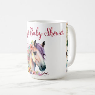 Mug Aquarelle Floral Horse Baby shower