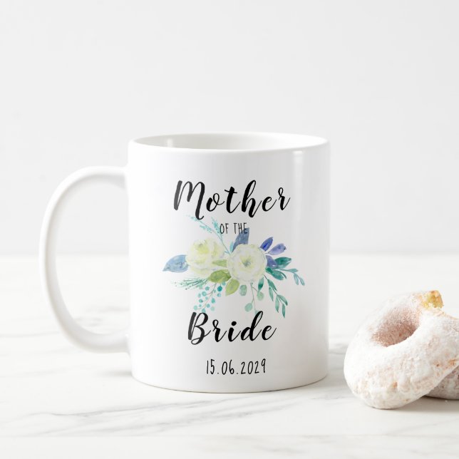 Mug Aquarelle Floral Mère de la mariée Personnalisée (Avec donut)