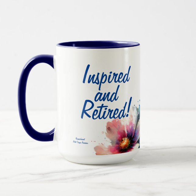 Mug Aquarelle Floral RETRAITÉ Bleus (Gauche)