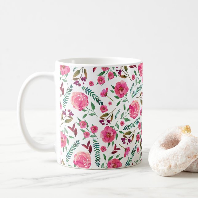 Mug Aquarelle Florale (Avec donut)