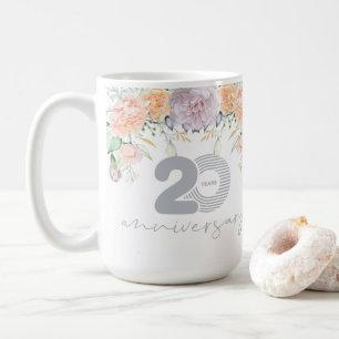 Mug Aquarelle Florale 20e anniversaire Mariage