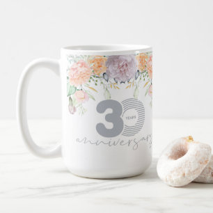 Mug Aquarelle Florale 30e anniversaire Mariage