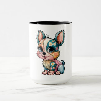 Mug Aquarelle florale adorable bébé chien