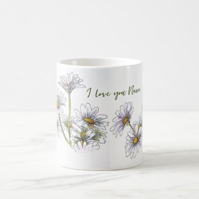 Mug Aquarelle Florale Daisy I Love You Nana Cadeau (Centre)