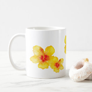 Mug Aquarelle florale d'hibiscus jaune
