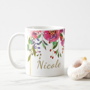 Mug Aquarelle Florale Fleurs Moderne Colorée Gras
