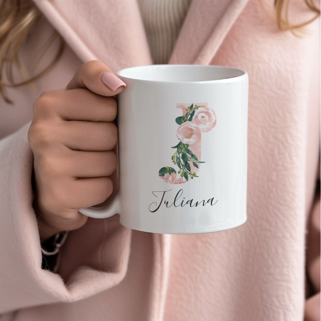 Mug aquarelle florale initiale - J (Créateur téléchargé)