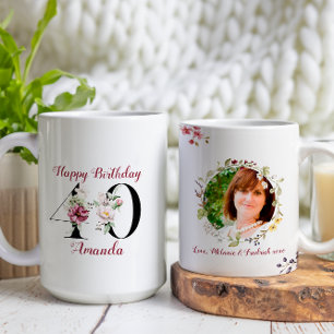 Mug Aquarelle florale Joyeux 40e anniversaire Photo pe