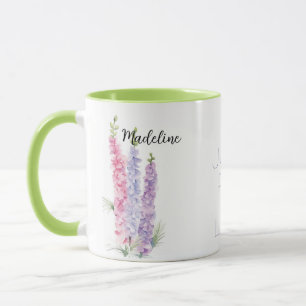 Mug Aquarelle Florale Larkspur Juillet Fleur de naissa