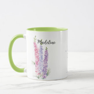 Mug Aquarelle Florale Larkspur Juillet Fleur de naissa