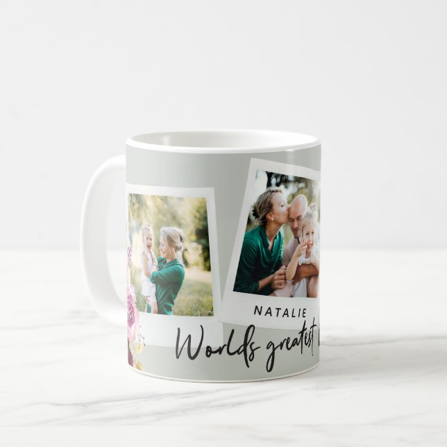 Mug Aquarelle florale multiphoto mondes plus grand mam (Devant gauche)