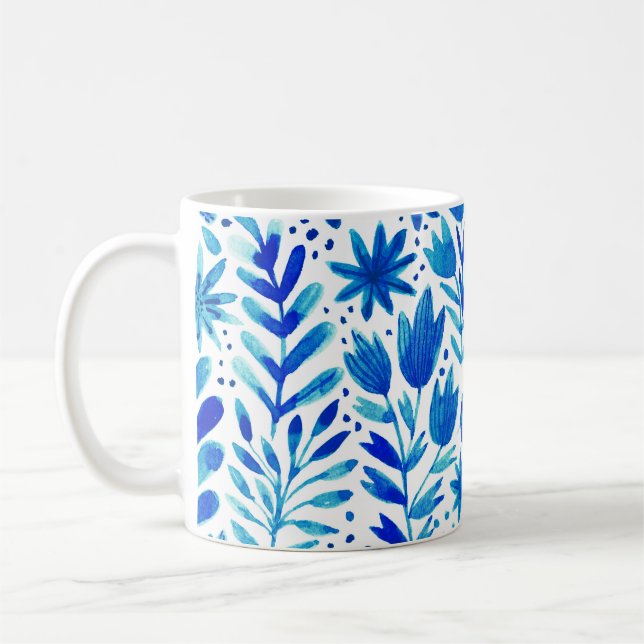 Mug Aquarelle florale Plantes texture transparente (Gauche)