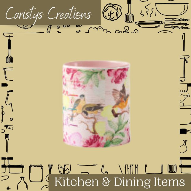 Mug Aquarelle Florales Oiseaux Amour, Espoir, Foi (Créateur téléchargé)