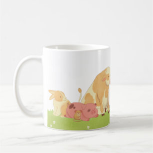 Mug Aquarelle Forêt Et Animaux Agricoles Sur Herbe Ver