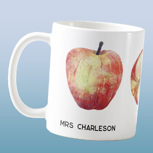 Mug Aquarelle Fruit Pomme Professeur personnalisé