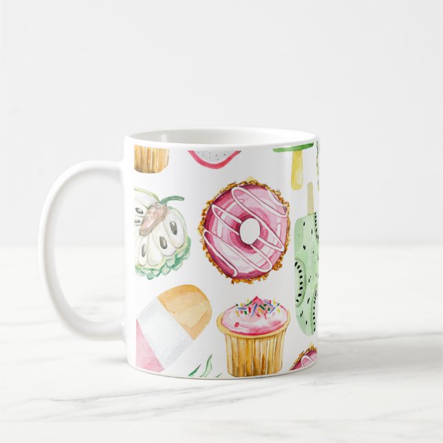 Mug Aquarelle fruits tropicaux, glace motif. (Gauche)