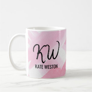 Mug Aquarelle géante rose Fille Brosses Monogramme