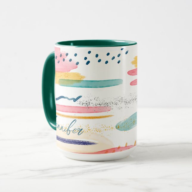 Mug Aquarelle Géométrique abstraite Customisée (Devant gauche)