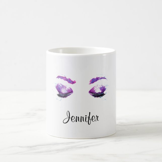 Mug Aquarelle glamour aux yeux et aux bouillons pourpr (Centre)