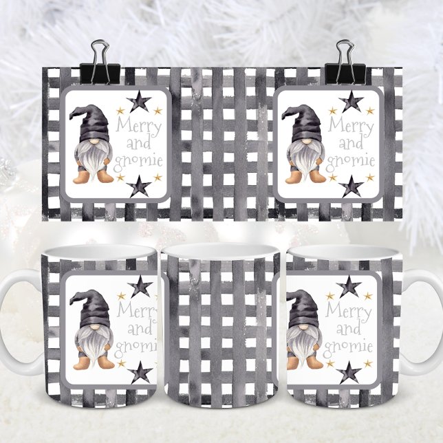 Mug Aquarelle Gnome d'hiver sur Buffalo chèque Noël (Créateur téléchargé)